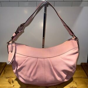 Coach Soho Pleated Hobo Bag Pink Leather F13731 Y2K Shoulder Purse Large